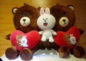Cửa hàng gấu bông – Gấu Brown ôm tim tặng kèm thỏ Cony