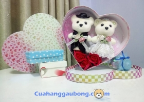 Cửa hàng gấu bông - Hộp quà gấu cô dâu chú rể nhồi bông siêu đáng yêu